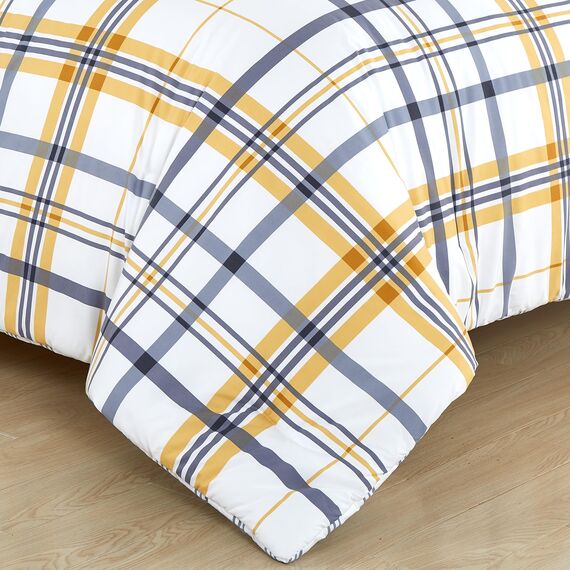 Elegant Comfort Luxuriöses Biesen-Design mit Doppelnadelnähten verhindert, DASS Sich die Füllung verschiebt und bündelt, Mikrofaser, kariert, goldfarben, Twin/Twin XL