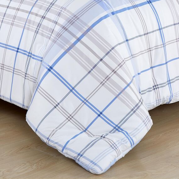Elegant Comfort 8-teiliges Lodge Plaid Wende-Bettwäsche-Set – seidig weiches Komplett-Set beinhaltet Bettlaken-Set mit doppelseitigen Aufbewahrungstaschen, Twin/Twin XL, Aqua
