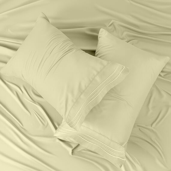 LUX Décor Bettwäsche-Set mit Blumenmuster, 4-teilig, ultraweiches Mikrofaser-Bettlaken, 40,6 cm tiefes Spannbetttuch und Kissenbezüge, atmungsaktiv, Schlafzimmerdekoration, Oeko-TEX, Beige