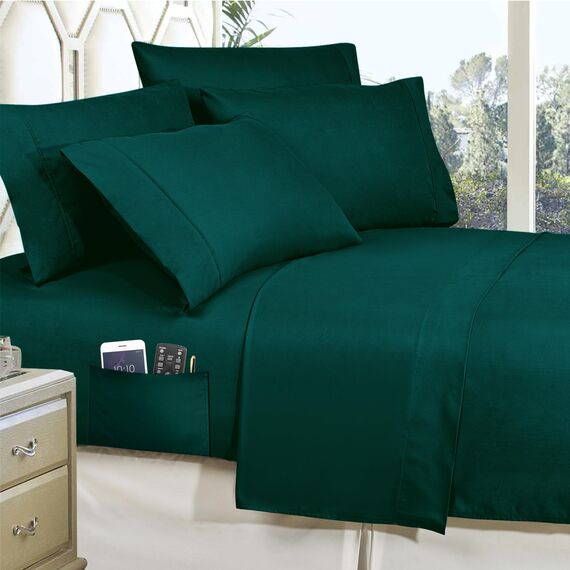 Elegant Comfort Luxuriöses Biesen-Design mit Doppelnadelnähten verhindert, DASS Sich die Füllung verschiebt und zusammenfaltet, Mikrofaser, Karierter Salbei, Full/Queen