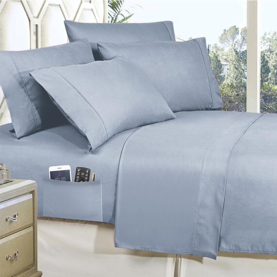 Elegant Comfort 8-teiliges Lodge Plaid Wende-Bettwäsche-Set – seidig weiches Komplett-Set beinhaltet Bettlaken-Set mit doppelseitigen Aufbewahrungstaschen, King/Cal King Size, Aqua