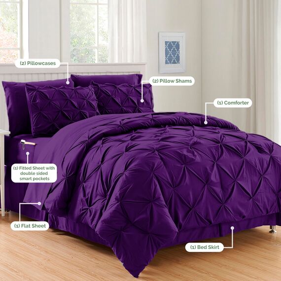 Elegant Comfort Luxuriöses, weichstes und gemütlichstes 8-teiliges Bettdecken-Set – seidig weiches Komplett-Set enthält Bettlaken-Set mit doppelseitigen Aufbewahrungstaschen, King/California King,