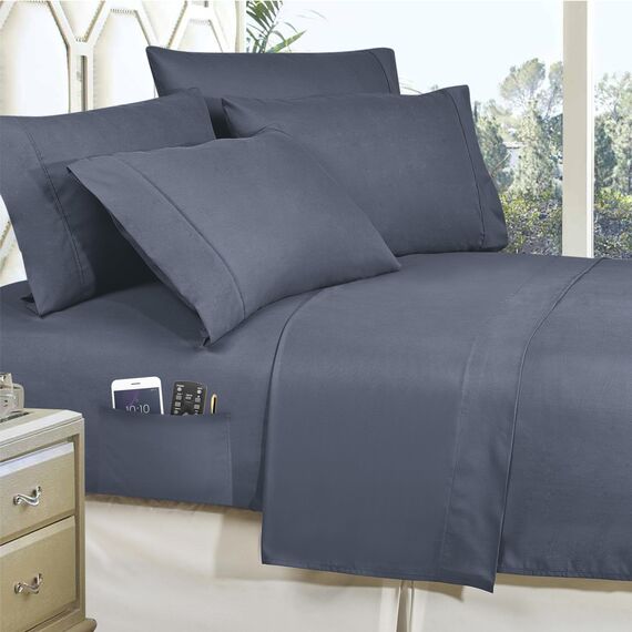 Elegant Comfort 8-teiliges Lodge wendbares Bettdecken-Set mit kariertem Karomuster, seidig weiches Komplett-Set beinhaltet Bettlaken-Set mit doppelseitigen Aufbewahrungstaschen, King/Cal King Size,