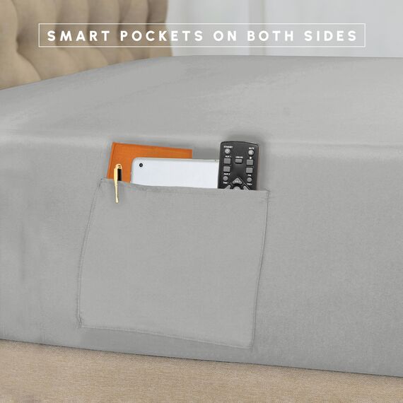 Elegant Comfort 8-teiliges Bettwäsche-Set mit Quetschfalten – Ganzjahres-Bett in einer Tasche, inklusive 4-teiligem Smart-Bettlaken-Set, Bettrock, Bettdecke, passenden Kissenbezügen und Kissenbezügen,