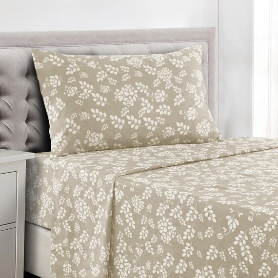 LUX Décor Bettwäsche-Set für Doppelbett, 3-teilig, ultraweiches Mikrofaser, mit Bettlaken, 40,6 cm tiefem Spannbetttuch und Kissenbezügen, atmungsaktiv, Schlafzimmer-Dekor, Oeko-TEX, Taupe