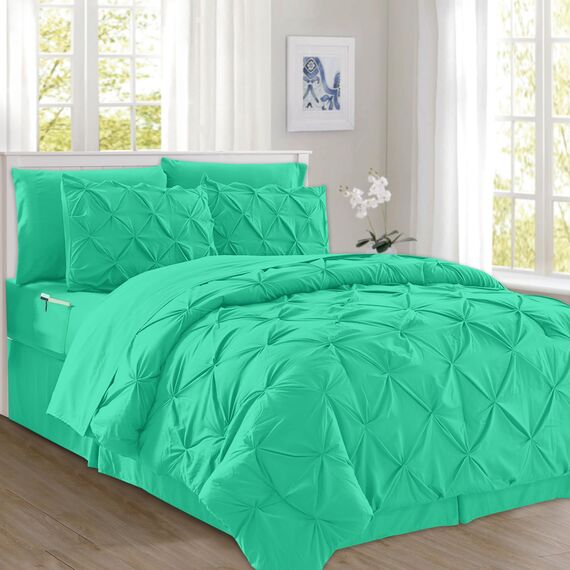 Elegant Comfort Luxuriöses, weichstes und gemütlichstes 8-teiliges Bettdecken-Set – seidig weiches Komplett-Set mit doppelseitigen Aufbewahrungstaschen, Full/Queen, Paradise Teal