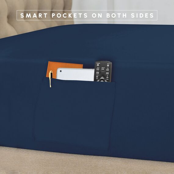 Elegant Comfort 8-teiliges Bettwäsche-Set mit Quetschfalten – Ganzjahres-Bett in einer Tasche, inklusive 4-teiligem Smart-Bettlaken-Set, Bettrock, Bettdecke, passenden Kissenbezügen und Kissenbezügen,