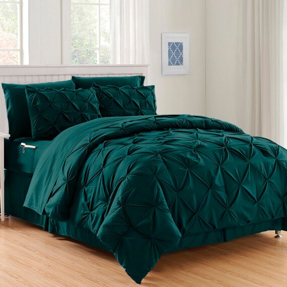 Elegant Comfort Luxuriöses, weichstes und gemütlichstes 8-teiliges Bettdecken-Set – seidig weiches Komplett-Set beinhaltet Bettlaken-Set mit doppelseitigen Aufbewahrungstaschen, Full/Queen, Marineblau