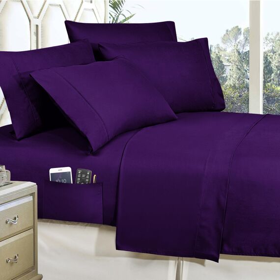 Elegant Comfort Luxuriöses, weichstes und gemütlichstes 8-teiliges Bettdecken-Set – seidig weiches Komplett-Set enthält Bettlaken-Set mit doppelseitigen Aufbewahrungstaschen, King/California King,