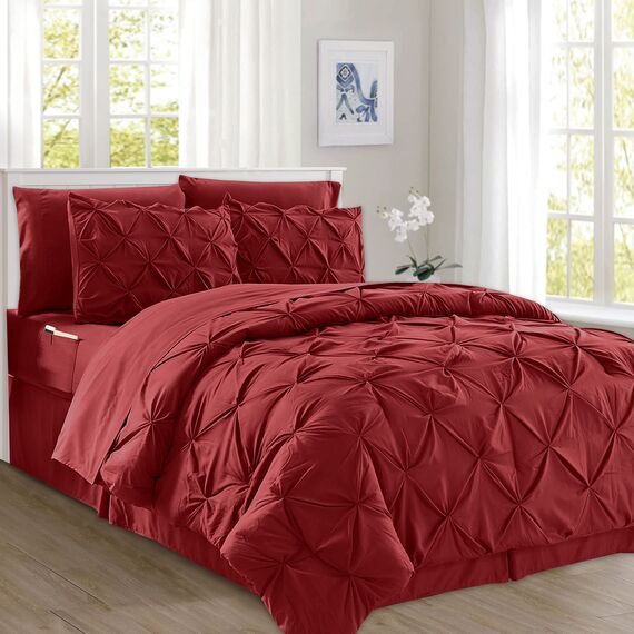 Elegant Comfort 8-teiliges Bettwäsche-Set mit Quetschfalten – Ganzjahres-Bett in einer Tasche, inklusive 4-teiligem Smart-Bettlaken-Set, Bettrock, Bettdecke, passenden Kissenbezügen und Kissenbezügen,