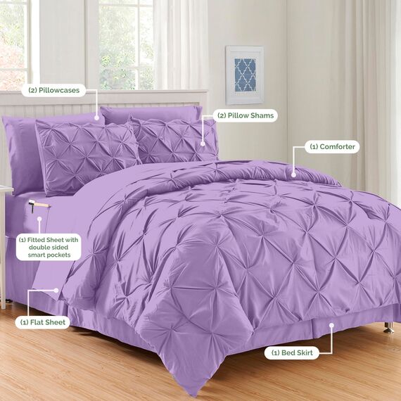 Elegant Comfort Luxuriöses, weichstes und gemütlichstes 8-teiliges Bettdecken-Set – seidig weiches Komplett-Set enthält Bettlaken-Set mit doppelseitigen Aufbewahrungstaschen, King/California King,