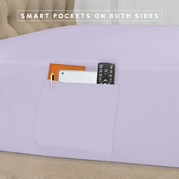 Elegant Comfort 8-teiliges Bettwäsche-Set mit Quetschfalten – Ganzjahres-Bett in einer Tasche, inklusive 4-teiligem Smart-Bettlaken-Set, Bettrock, Bettdecke, passenden Kissenbezügen und Kissenbezügen,