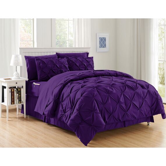 Elegant Comfort Luxuriöses, weichstes und gemütlichstes 8-teiliges Bettdecken-Set – seidig weiches Komplett-Set enthält Bettlaken-Set mit doppelseitigen Aufbewahrungstaschen, King/California King,