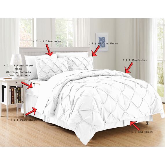 Elegant Comfort Luxuriöses, weichstes und gemütlichstes 8-teiliges Bettdecken-Set – seidig weiches Komplett-Set enthält Bettlaken-Set mit doppelseitigen Aufbewahrungstaschen, King/California King,