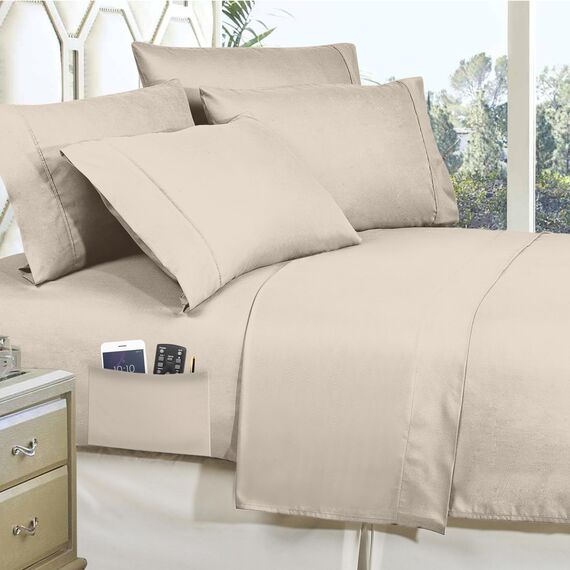 Elegant Comfort Luxuriöses, weichstes und gemütlichstes 8-teiliges Bettdecken-Set – seidig weiches Komplett-Set beinhaltet Bettlaken-Set mit doppelseitigen Aufbewahrungstaschen, King/California King