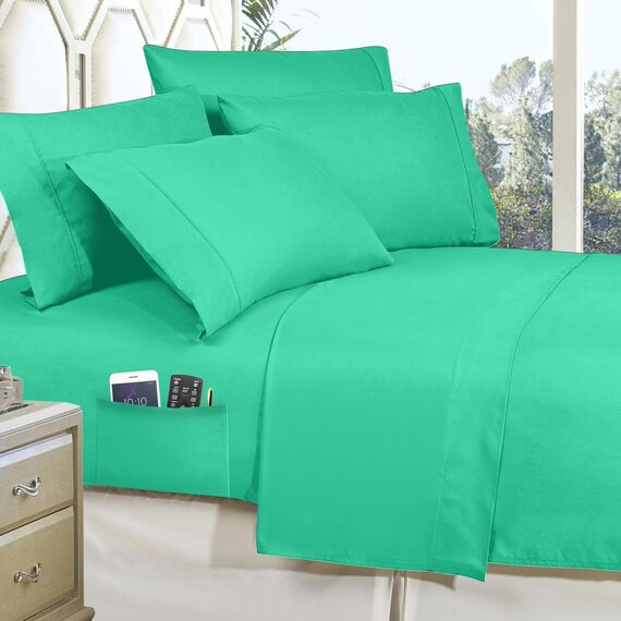 Elegant Comfort Luxuriöses, weichstes und gemütlichstes 8-teiliges Bettdecken-Set – seidig weiches Komplett-Set mit doppelseitigen Aufbewahrungstaschen, Full/Queen, Paradise Teal