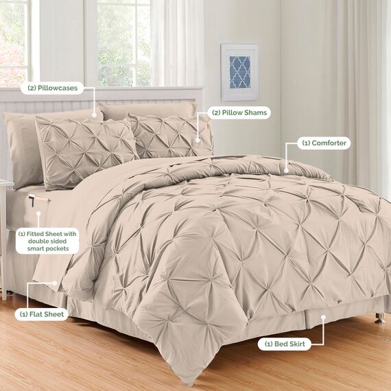 Elegant Comfort Luxuriöses, weichstes und gemütlichstes 8-teiliges Bettdecken-Set – seidig weiches Komplett-Set beinhaltet Bettlaken-Set mit doppelseitigen Aufbewahrungstaschen, King/California King