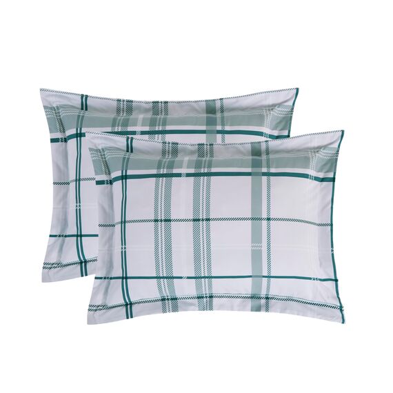 Elegant Comfort Luxuriöses Biesen-Design mit Doppelnadelnähten verhindert, DASS Sich die Füllung verschiebt und zusammenfaltet, Mikrofaser, Karierter Salbei, Full/Queen
