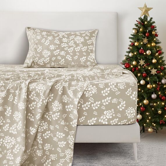 LUX Décor Bettwäsche-Set für Doppelbett, 3-teilig, ultraweiches Mikrofaser, mit Bettlaken, 40,6 cm tiefem Spannbetttuch und Kissenbezügen, atmungsaktiv, Schlafzimmer-Dekor, Oeko-TEX, Taupe