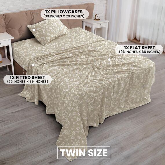 LUX Décor Bettwäsche-Set für Doppelbett, 3-teilig, ultraweiches Mikrofaser, mit Bettlaken, 40,6 cm tiefem Spannbetttuch und Kissenbezügen, atmungsaktiv, Schlafzimmer-Dekor, Oeko-TEX, Taupe