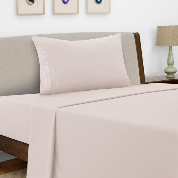 LUX Décor Twin XL Bettlaken-Set, 3-teilig, ultraweiches Mikrofaser-Bettlaken mit Bettlaken, 40,6 cm tiefem Spannbetttuch und Kissenbezug, kühlend und atmungsaktiv, Hotel-Luxus, Oeko-TEX - Babyrosa