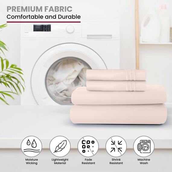 LUX Décor Bettwäsche-Set für Doppelbett, 3-teilig, ultraweiches Mikrofaser-Bettlaken mit Bettlaken, 40,6 cm tiefem Spannbetttuch und Kissenbezug, kühlend und atmungsaktiv, Hotel-Luxus, Oeko-TEX