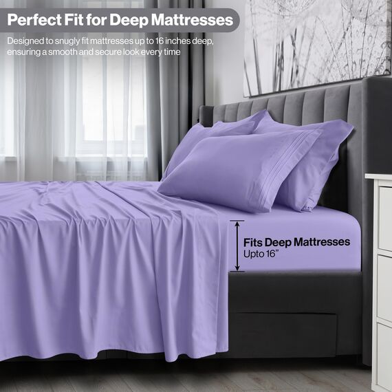 LUX Décor Cal King-Bettwäsche-Set – 4-teiliges ultraweiches Mikrofaser-Bettlaken mit Bettlaken, 40,6 cm tiefem Spannbetttuch und Kissenbezügen, kühlend und atmungsaktiv, Hotel-Luxus, Oeko-TEX