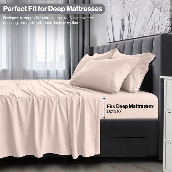 LUX Décor Twin XL Bettlaken-Set, 3-teilig, ultraweiches Mikrofaser-Bettlaken mit Bettlaken, 40,6 cm tiefem Spannbetttuch und Kissenbezug, kühlend und atmungsaktiv, Hotel-Luxus, Oeko-TEX - Babyrosa