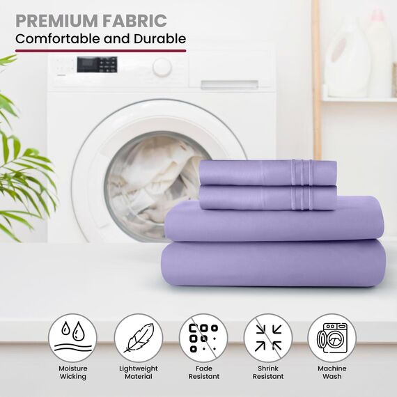 LUX Décor Cal King-Bettwäsche-Set – 4-teiliges ultraweiches Mikrofaser-Bettlaken mit Bettlaken, 40,6 cm tiefem Spannbetttuch und Kissenbezügen, kühlend und atmungsaktiv, Hotel-Luxus, Oeko-TEX