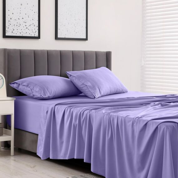LUX Décor Cal King-Bettwäsche-Set – 4-teiliges ultraweiches Mikrofaser-Bettlaken mit Bettlaken, 40,6 cm tiefem Spannbetttuch und Kissenbezügen, kühlend und atmungsaktiv, Hotel-Luxus, Oeko-TEX