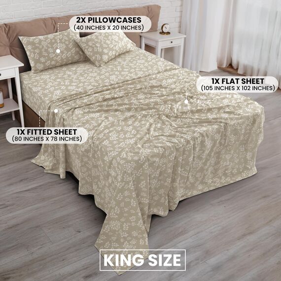 LUX Décor Bettwäsche-Set für King-Size-Betten – 4-teiliges ultraweiches Mikrofaser-Bettlaken mit Bettlaken, 40,6 cm tiefem Spannbetttuch und Kissenbezügen, atmungsaktiv, Schlafzimmer-Dekor, Oeko-TEX