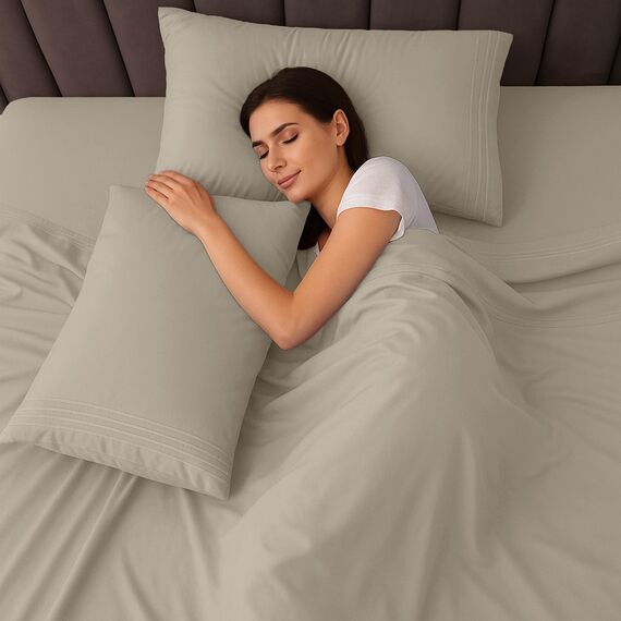 LUX Décor Cal Bettwäsche-Set für King-Size-Betten – 4-teiliges ultraweiches Mikrofaser-Bettlaken mit Bettlaken, 40,6 cm tiefem Spannbetttuch und Kissenbezügen, kühlend und atmungsaktiv, Hotel-Luxus