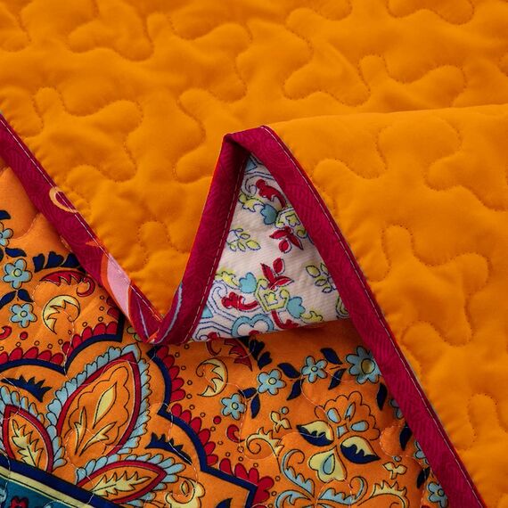 WONGS BEDDING Boho Queen-Bettwäsche-Set, Orange und Blau, Boho-Queen-Bettwäsche-Set, leichte Bettdekoration, Tagesdecke für alle Jahreszeiten, 243,8 x 228,6 cm, 3-teilig