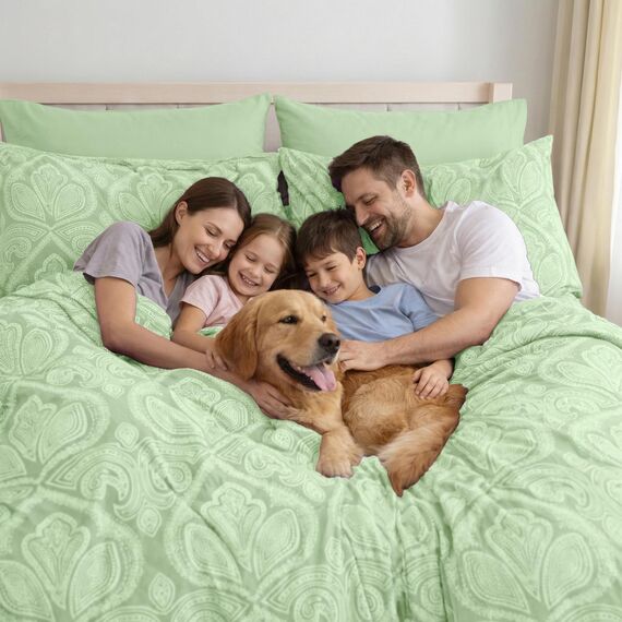 LUX Décor Paisley Bettwäsche-Set für Doppelbett, 4-teiliges ultraweiches Mikrofaser-Bettlaken mit Bettlaken, 40,6 cm tiefem Spannbetttuch und 2 Kissenbezügen, atmungsaktiv, Schlafzimmer-Dekor