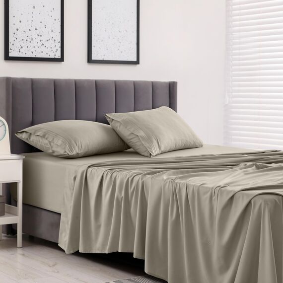 LUX Décor Cal Bettwäsche-Set für King-Size-Betten – 4-teiliges ultraweiches Mikrofaser-Bettlaken mit Bettlaken, 40,6 cm tiefem Spannbetttuch und Kissenbezügen, kühlend und atmungsaktiv, Hotel-Luxus
