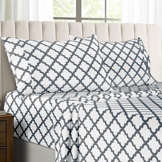 LUX Décor Bettwäsche-Set für King-Size-Betten, 4-teiliges kühlendes Bettwäsche-Set, atmungsaktiv, Hotel-Stil, Mikrofaser, Tiefe Taschen, leicht anzubringen, weich und knitterfrei, Öko-Tex