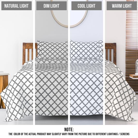 LUX Décor Bettwäsche-Set für King-Size-Betten, 4-teiliges kühlendes Bettwäsche-Set, atmungsaktiv, Hotel-Stil, Mikrofaser, Tiefe Taschen, leicht anzubringen, weich und knitterfrei, Öko-Tex