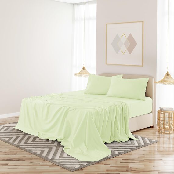 LUX Décor Bettwäsche-Set für King-Size-Bett, 4-teilig, gebürstete Mikrofaser, 40,6 cm tiefe Taschen, bestickte Kissenbezüge, Hotel-Luxus-Bettwäsche-Set für King-Size-Betten (Vanille)