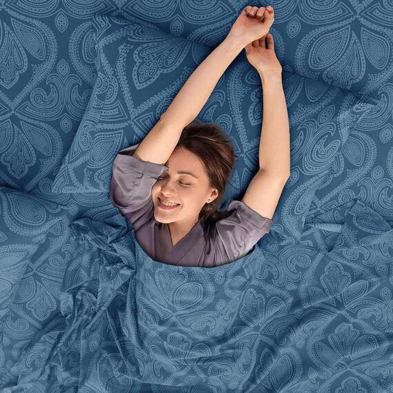 LUX Décor Paisleymuster Bettwäsche-Set – 6-teiliges ultraweiches Mikrofaser-Bettlaken mit Bettlaken, 40,6 cm tiefem Spannbetttuch und 4 Kissenbezügen, atmungsaktiv, Schlafzimmer-Dekor, Oeko-TEX