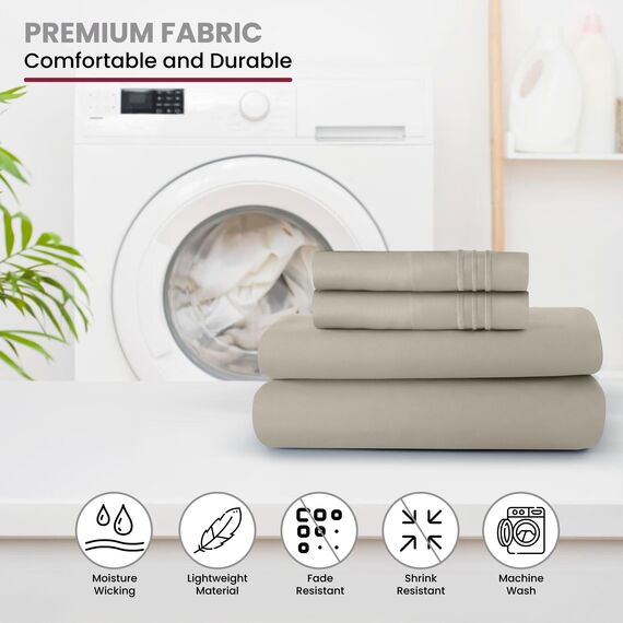 LUX Décor Cal Bettwäsche-Set für King-Size-Betten – 4-teiliges ultraweiches Mikrofaser-Bettlaken mit Bettlaken, 40,6 cm tiefem Spannbetttuch und Kissenbezügen, kühlend und atmungsaktiv, Hotel-Luxus