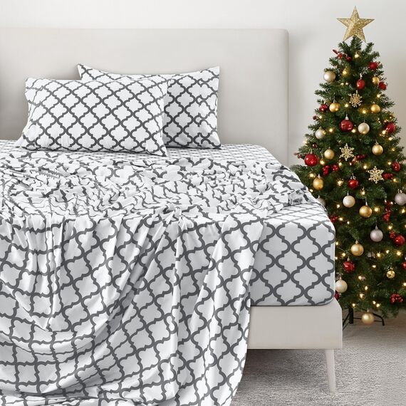 LUX Décor Bettwäsche-Set für King-Size-Betten, 4-teiliges kühlendes Bettwäsche-Set, atmungsaktiv, Hotel-Stil, Mikrofaser, Tiefe Taschen, leicht anzubringen, weich und knitterfrei, Öko-Tex