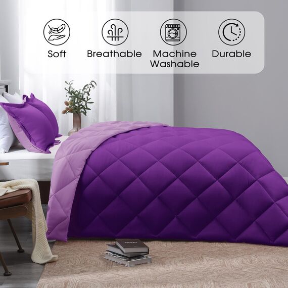 Basic Beyond Bettwäsche-Set für Doppelbetten, 1 Bettdecke (167,6 x 233,7 cm) und 1 Kissenbezug (50,8 x 66 cm), Violett