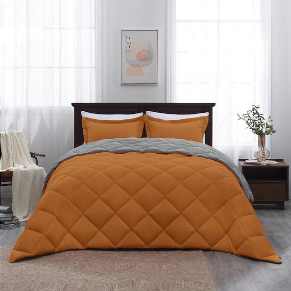 Basic Beyond Bettwäsche-Set für King-Size-Bett, wendbar, für alle Jahreszeiten, Bettdecke (264,2 x 233,7 cm) und 2 Kissenbezüge (50,8 x 91,4 cm), Burnt Orange