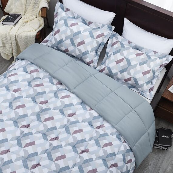 Basic Beyond Bettwäsche-Set für King-Size-Bett, leichte Daunen-Alternative, bedruckt, Geometrisches Muster
