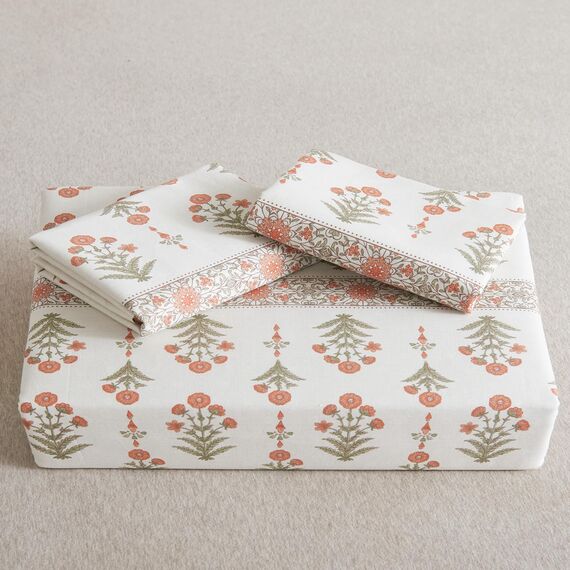 HoneiLife Queen-Bettbezug-Set – atmungsaktiv, 100 % Baumwolle, Blumenmuster, 3-teilig, Wildblumen-Bettbezug, mit Reißverschluss und Eckbändern, süßes Gras