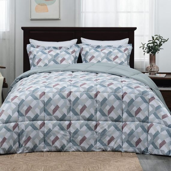 Basic Beyond Bettwäsche-Set für King-Size-Bett, leichte Daunen-Alternative, bedruckt, Geometrisches Muster