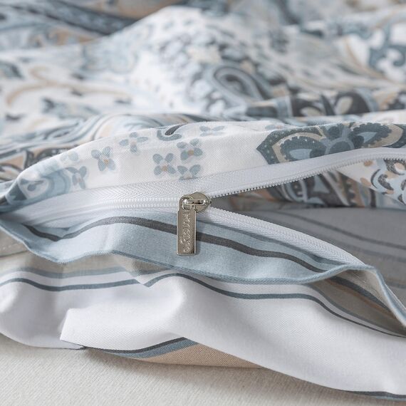 HoneiLife Baumwoll-Bettbezug, Queensize-Bett, 3-teilig, Paisleymuster, weich und atmungsaktiv, Bettbezug-Sets mit Reißverschluss und Eckbändern, Wildblumen-Bettbezug-Sets für alle Jahreszeiten