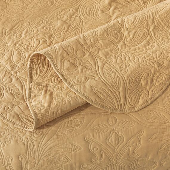 HoneiLife Queen-Bettwäsche-Set – 3-teiliges Mikrofaser-Bettwäsche-Set, leichte Tagesdecken, wendbar, Retro-Bettbezug, Paisley-Muster, Bettwäsche-Set, Ganzjahresdecken, Gelb