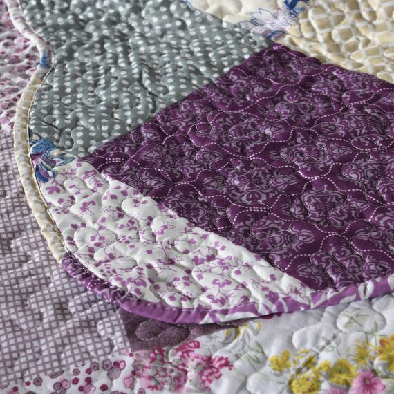 HoneiLife Bettwäsche-Set für Doppelbett, 2-teilig, Mikrofaser-Steppdecken, wendbar, Patchwork-Decken, Blumenmuster, für alle Jahreszeiten, Steppdecken im späten Frühling