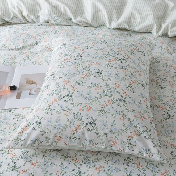 HoneiLife Botanical Bettbezug-Set für Queen-Size-Betten, 100 % Baumwolle, Blumen-Bettwäsche-Set, Wildblumen-Bettwäsche-Set für Queensize-Betten
